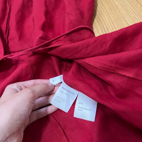 Reformation Rodin Red Linen Dress Size Small - Picture 7 of 10